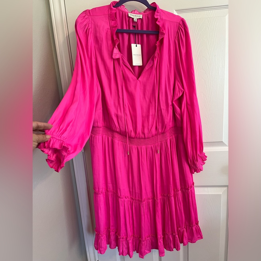 NWT Skies are Blue Curvy Pink Ruffled Dress Size 2X
